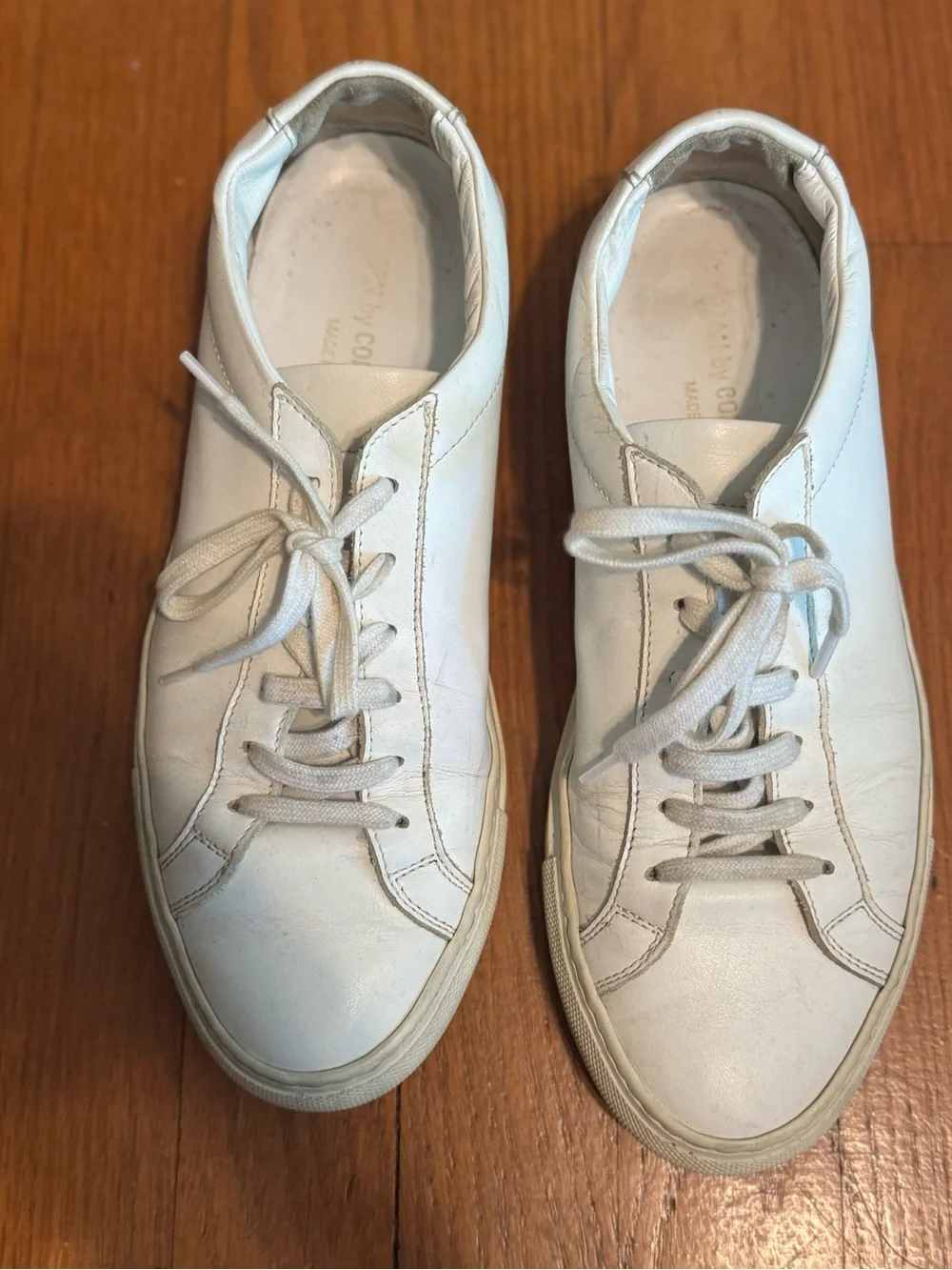 Common Projects White Leather Platform Sneakers Made in Italy EU 38 US Women’s 8